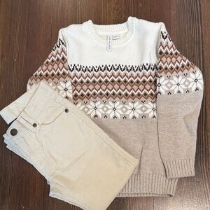 Janie and Jack Cream and Gray Kids Matching Set